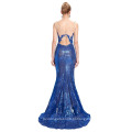 Starzz Sem Mangas Azul Backless Vestido De Baile Sequins Formal Evening Dress ST000072-3